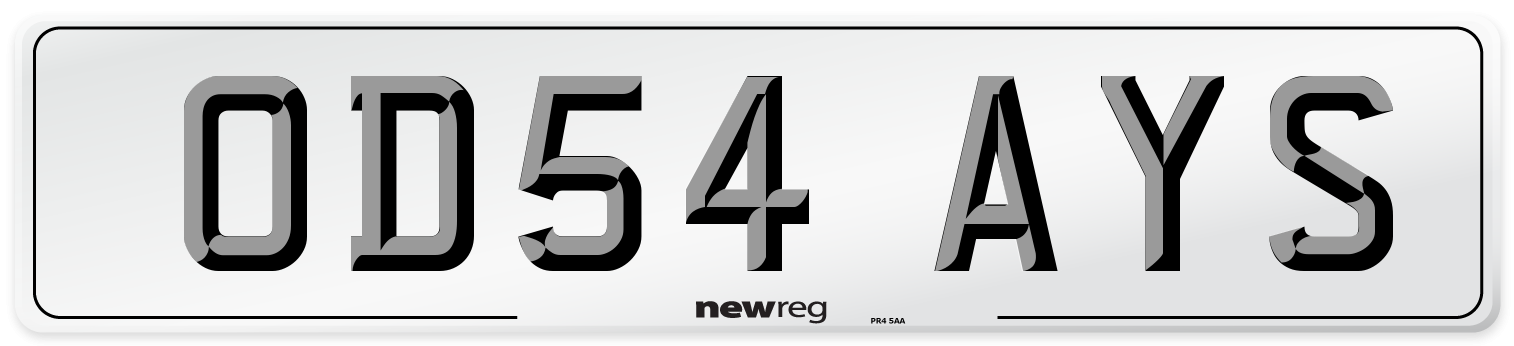 OD54 AYS Number Plate from New Reg